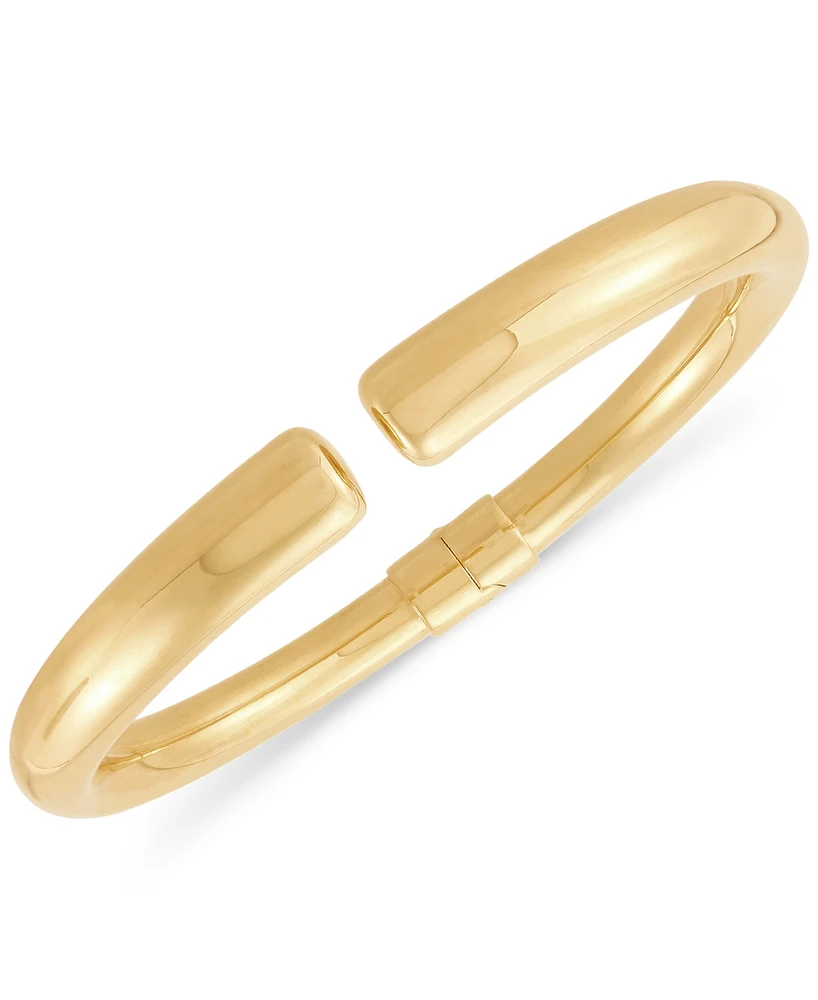 Polished Hinged Cuff Bangle Bracelet in 18k Gold-Plated Sterling Silver