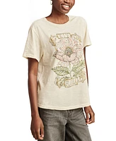 Lucky Brand Women's Cotton Floral Sketch Boyfriend T-Shirt