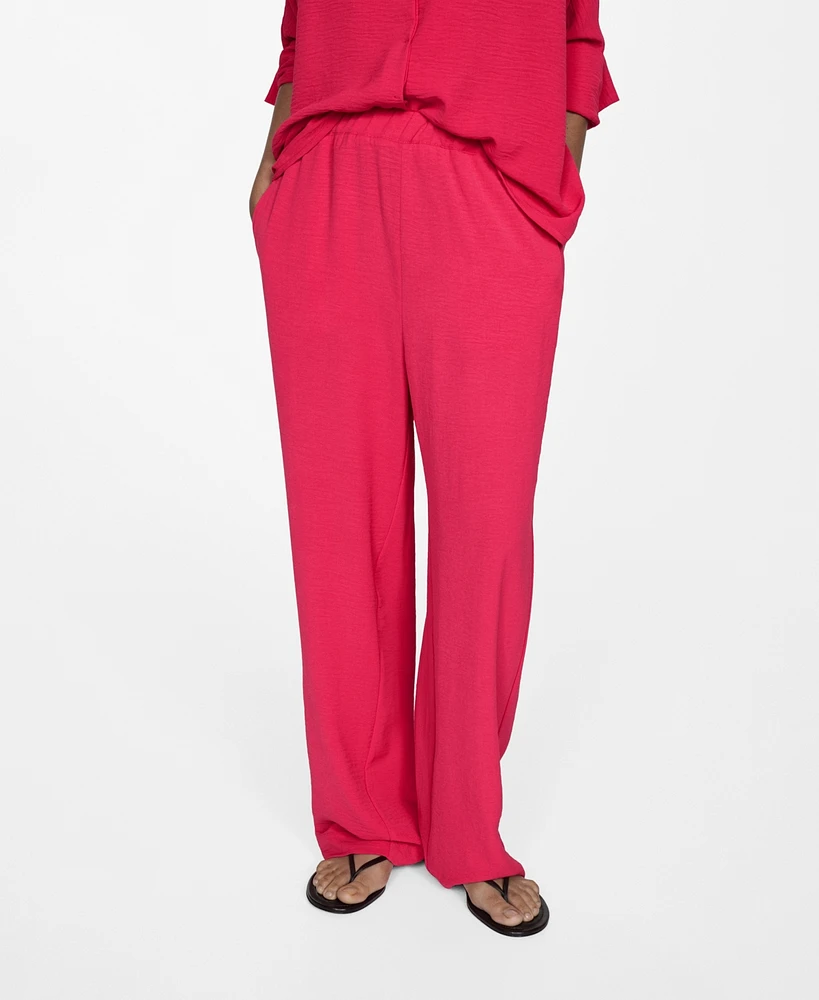 Mango Women's Textured Flowy Pants