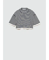 Mango Women's Crop Striped Sweater