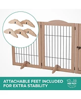 Arf Pets Freestanding Dog Gates, 6-Panel Extension - Walnut