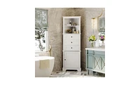 Slickblue White Triangle Tall Cabinet Slim Space-Saving Design for Modern Storage Solutions