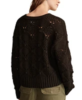 Lucky Brand Women's Bobble Mixed-Stitch Crewneck Sweater