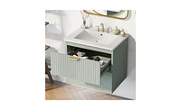 Slickblue Green Bathroom Vanity with 2 Drawers - Ideal for Small Spaces