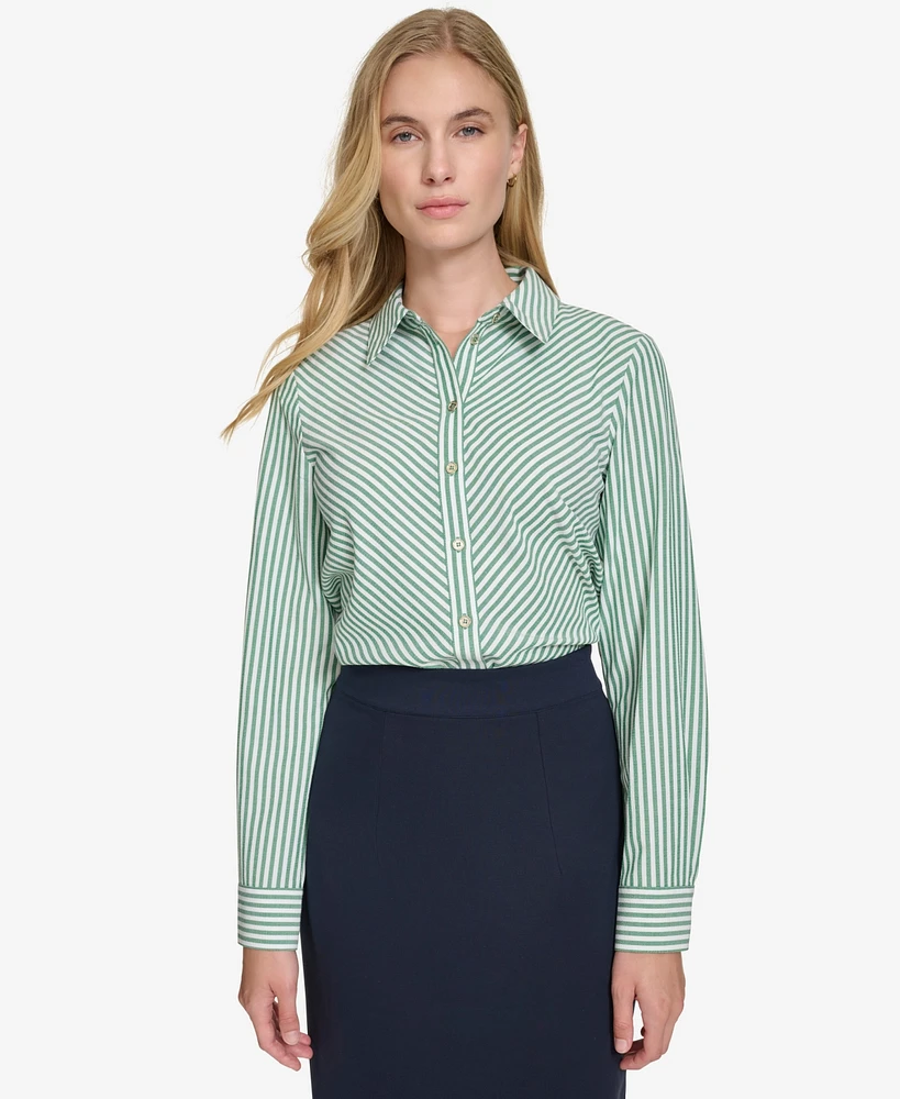 Tommy Hilfiger Women's Strip-Print Button-Front Shirt