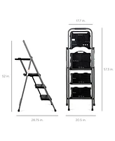 Best Choice Products 3-Step Portable Folding Anti-Slip Steel Ladder w/ Hand Grip, Utility Tray, 330lb Capacity