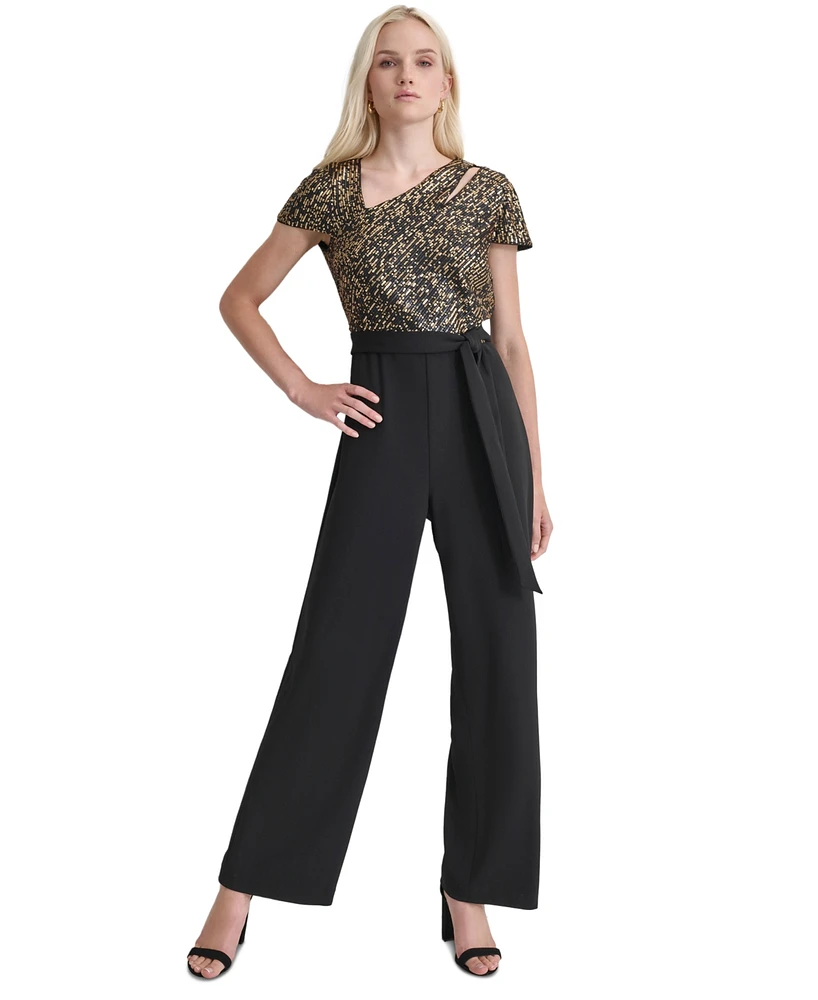 Dkny Women's Shoulder-Cutout Asymmetric Jumpsuit