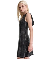 Dkny Women's Mirror-Finish Draped-Back Dress