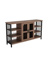 Slickblue Industrial Wine Bar Cabinet, Liquor Storage Credenza