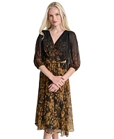 Dkny Women's Printed Balloon-Sleeve Dress