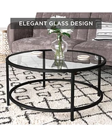 Best Choice Products 36in Round Tempered Glass Coffee Table for Home, Living Room, Dining Room