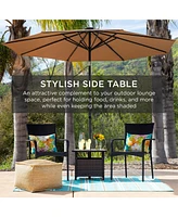 Best Choice Products Wicker Rattan Patio Side Table Outdoor Furniture for Garden, Pool, Deck w/ Umbrella Hole