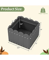 2 Pack Square Planter Box with Drainage Gaps for for Front Porch Garden Balcony-Gray