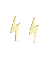 Bling Jewelry Teeny Tiny Minimalist Real 14K Yellow Gold Cartilage Ear Lobe Piercing Daith Geometric Zig Zag Flash Lightning Bolt Stud Earrings for Wo