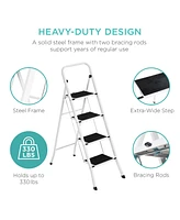 Best Choice Products 4-Step Portable Folding Steel Ladder w/ Hand Rail, Wide Platform Steps, 330lbs Capacity