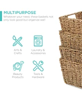 Best Choice Products Set of 4 Multipurpose Stackable Seagrass Storage Laundry Organizer Baskets w/ Handles