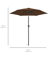 Best Choice Products 7.5ft Heavy-Duty Outdoor Market Patio Umbrella w/ Push Button Tilt, Easy Crank