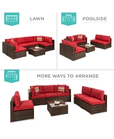 Best Choice Products 7-Piece Outdoor Modular Patio Conversation Furniture, Wicker Sectional Set