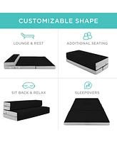 Best Choice Products 4in Thick Folding Portable Onyx Black Mattress Topper w/ Carry Case