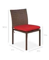 Best Choice Products Set of 4 Stackable Outdoor Patio Wicker Chairs w/ Cushions, Uv-Resistant Finish