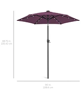 Best Choice Products 7.5ft Outdoor Solar Patio Umbrella for Deck, Pool w/ Tilt, Crank, Led Lights