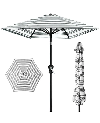 Best Choice Products 10ft Outdoor Steel Striped Market Patio Umbrella w/ Crank, Tilt Push Button, 6 Ribs