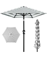 Best Choice Products 10ft Outdoor Steel Striped Market Patio Umbrella w/ Crank, Tilt Push Button, 6 Ribs