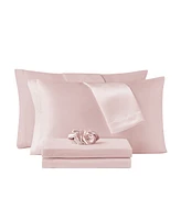 Sanders Microfiber -Pc. Sheet Set with Satin Pillowcases and Hair-tie