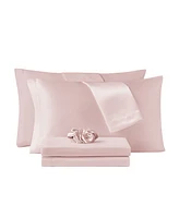 Sanders Microfiber -Pc. Sheet Set with Satin Pillowcases and Hair-tie