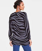 I.n.c. International Concepts Women's Zebra-Print V-Neck Sweater, Created for Macy's