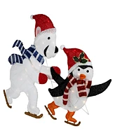 Northlight 41.25" Lighted Ice-Skating Polar Bear and Penguin Outdoor Christmas Decoration