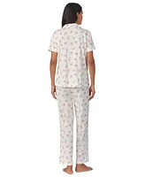 Lauren Ralph Petite Floral Notched-Collar Pajama Set