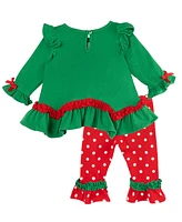 Rare Editions Baby Girl Santa Applique Outfit, 2-Piece Set