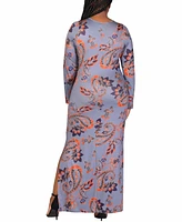 24seven Comfort Apparel Plus Long Sleeve Maxi Dress