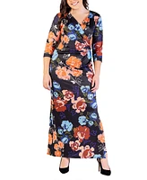 24seven Comfort Apparel Plus Printed Maxi Dress