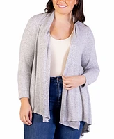 24seven Comfort Apparel Plus Open Front Long Sleeve Cardigan Sweater