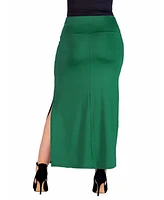 24seven Comfort Apparel Plus Versatile Elastic Waist Maxi Skirt