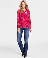 I.n.c. International Concepts Women's Printed Cutout Top, Created for Macy's