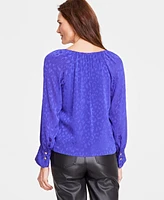 I.n.c. International Concepts Women's Pleated V-Neck Blouse, Created for Macy's