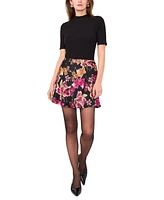 1.state Women's Bias-Cut Floral Satin Mini Skirt