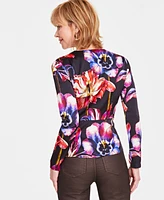 I.n.c. International Concepts Women's Printed Surplice-Neck Wrap Blouse, Created for Macy's