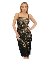 Eliza J Women's Floral-Applique Sequinned Dress