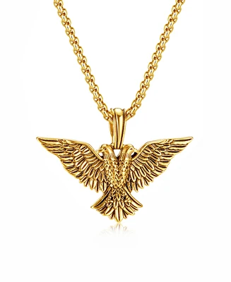 Rhona Sutton Gold Eagle Empire Stainless Steel Pendant Necklace