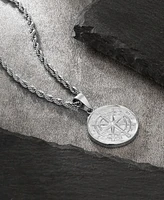 Rhona Sutton Silver Compass Coin Pendant Stainless Steel Necklace