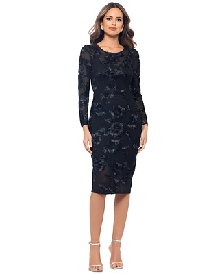 Betsy & Adam Women's Soutache Mesh Long-Sleeve Sheath Dress