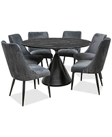 Nerton 7 Pc. Dining Set (52" Round Table & 6 Chairs), Created for Macy's