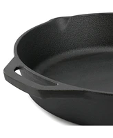 Megachef 12 Inch Pre-Seasoned Cast Iron Skillet with Tempered Glass Lid