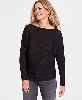 I.n.c. International Concepts Women's Lurex Ribbed Boatneck Sweater, Created for Macy's