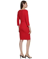 Calvin Klein Women's Bow-Neck 3/4-Sleeve Sheath Dress