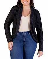 24seven Comfort Apparel Plus Open Front Long Bolero Cardigan Sweater